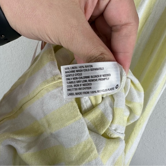NEW Stoney Clover Lane Target Yellow White Striped Jumpsuit Medium Linen Blend - Picture 6 of 8